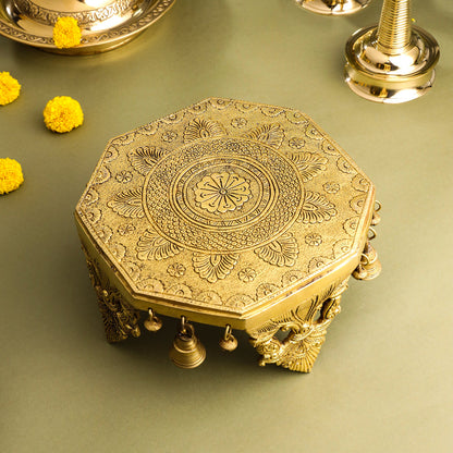 Brass Chowki With Bells (5 Inch)