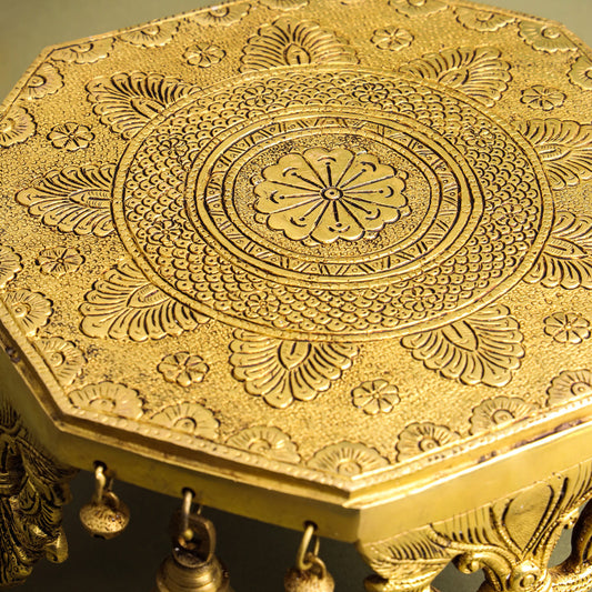 Brass Chowki With Bells (5 Inch)