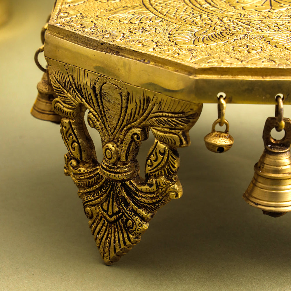 Brass Chowki With Bells (5 Inch)