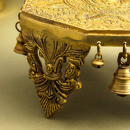 Brass Chowki With Bells (5 Inch)