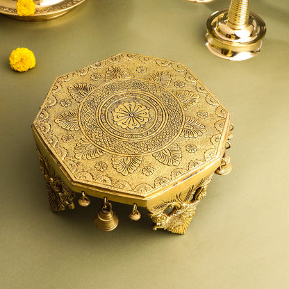 Brass Chowki With Bells (5 Inch)