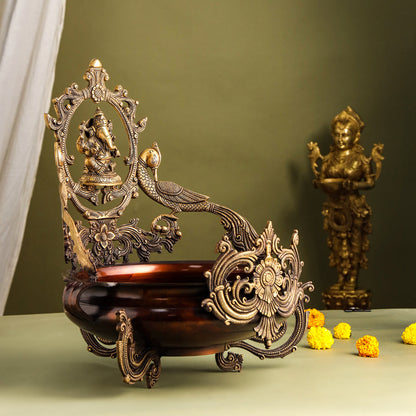 Brass Traditional Ganesha Urli/Floater (19 Inch)