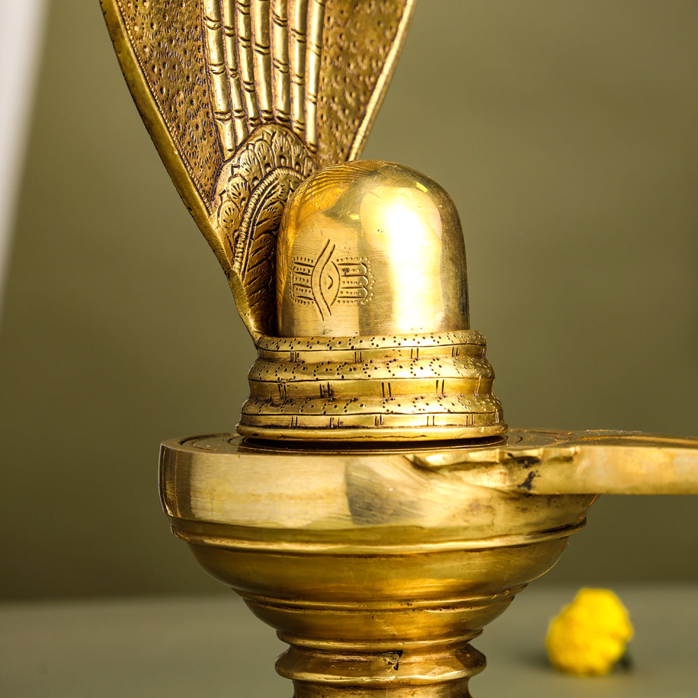 Brass Superfine Shivling/Shivlingam Idol (14 Inch)