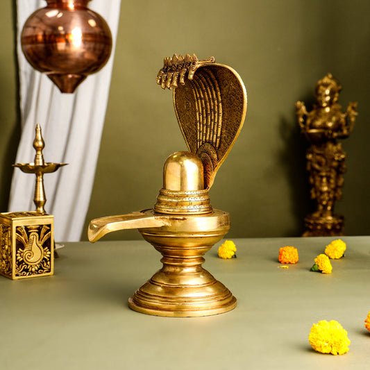 Brass Superfine Shivling/Shivlingam Idol (14 Inch)