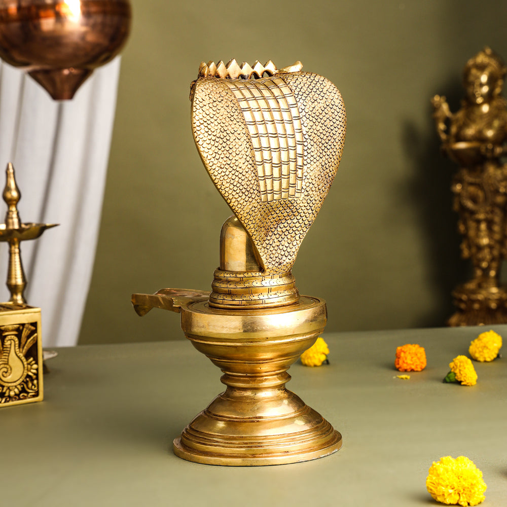 Brass Superfine Shivling/Shivlingam Idol (14 Inch)