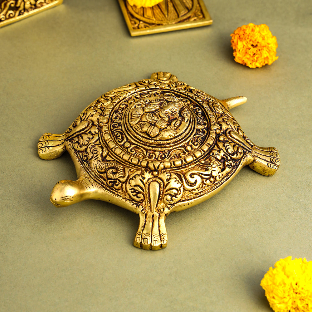 Brass Ganesha Tortoise Vastu Decor (2 Inch)