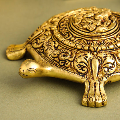 Brass Ganesha Tortoise Vastu Decor (2 Inch)
