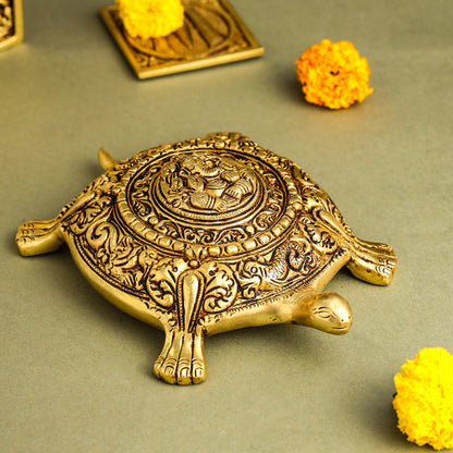 Brass Ganesha Tortoise Vastu Decor (2 Inch)