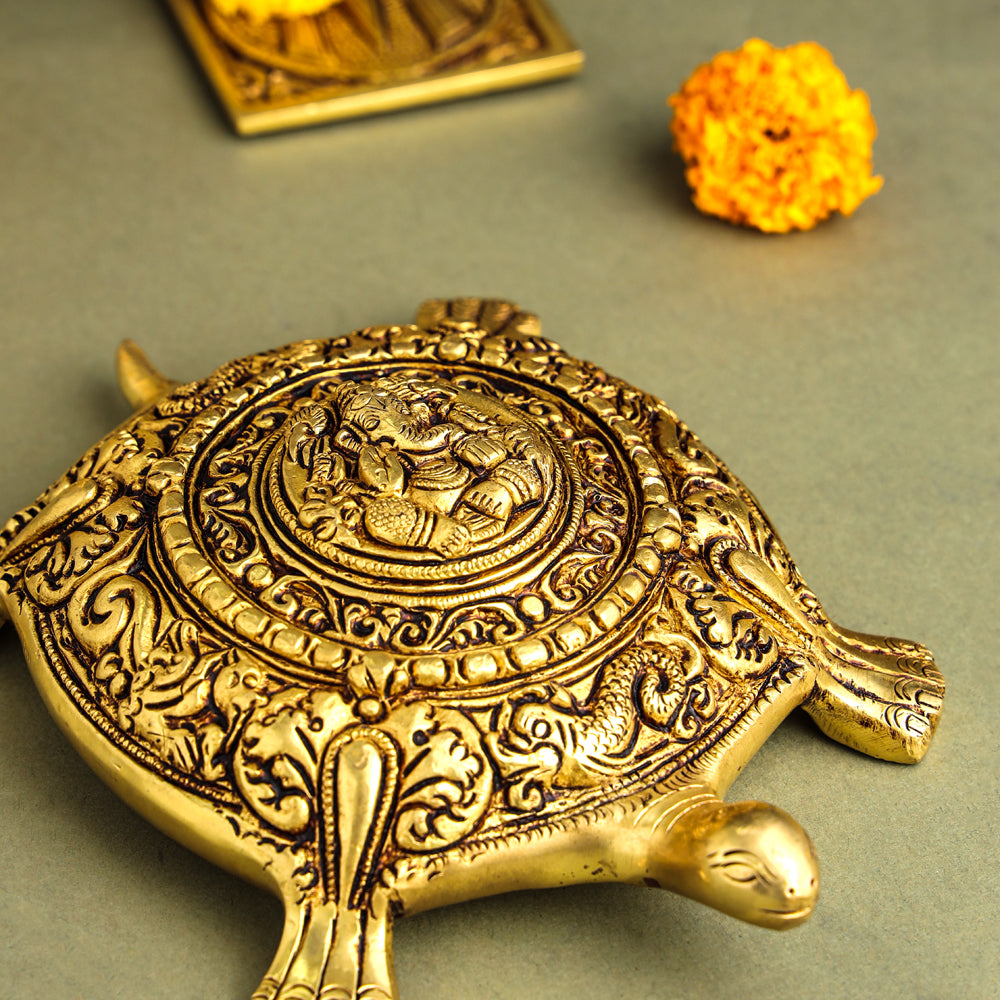 Brass Ganesha Tortoise Vastu Decor (2 Inch)