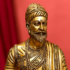 Brass Chatrapati Shivaji Maharaj Bust Sculpture (7.5 Inch)