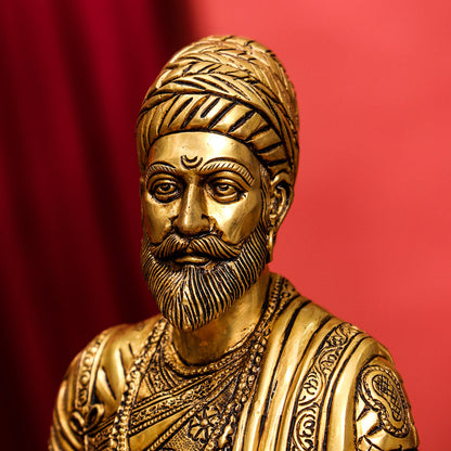Brass Chatrapati Shivaji Maharaj Bust Sculpture (7.5 Inch)
