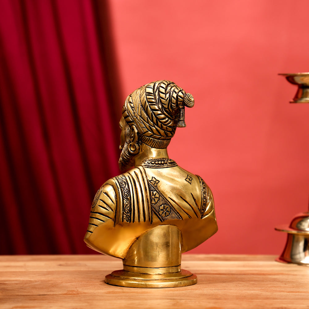 Brass Chatrapati Shivaji Maharaj Bust Sculpture (7.5 Inch)