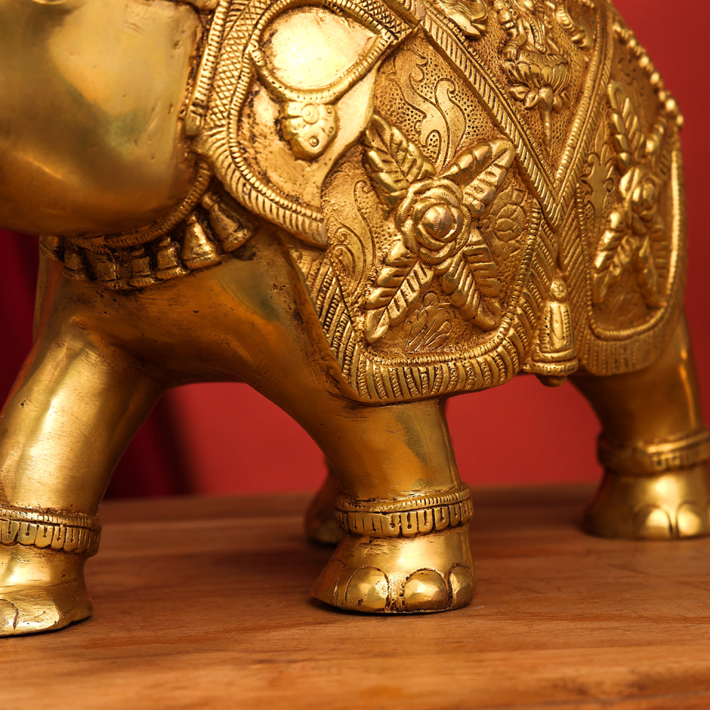 Brass Royal Elephant Statue (13.5 Inch)