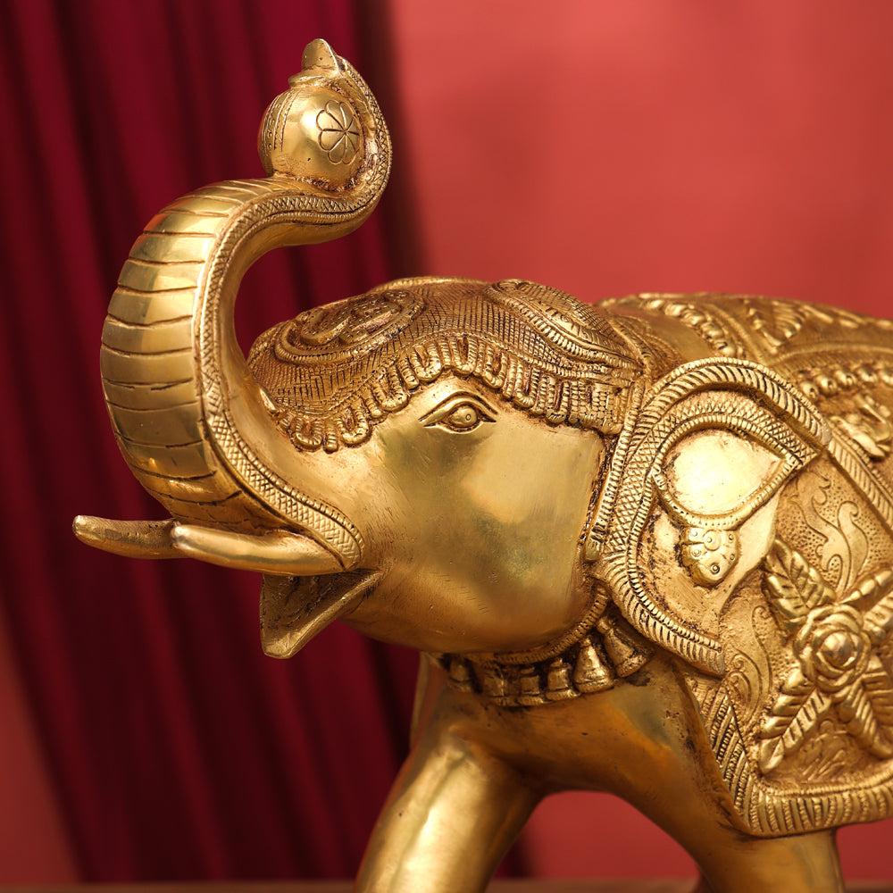 Brass Royal Elephant Statue (13.5 Inch)