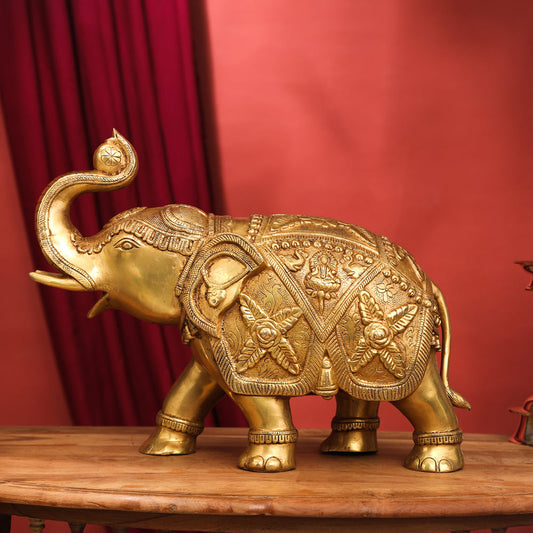 Brass Royal Elephant Statue (13.5 Inch)