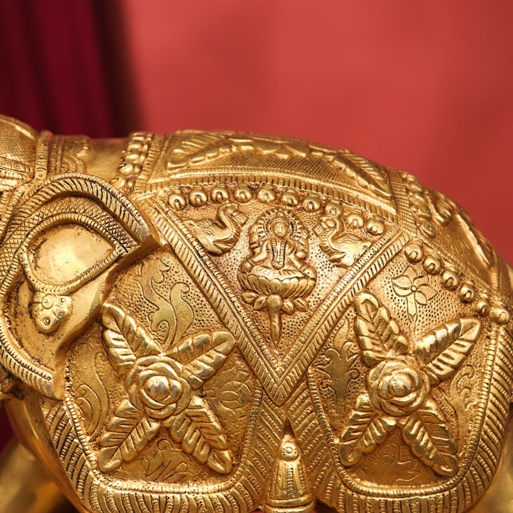 Brass Royal Elephant Statue (13.5 Inch)