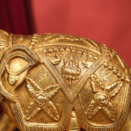 Brass Royal Elephant Statue (13.5 Inch)