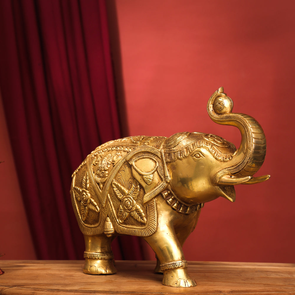 Brass Royal Elephant Statue (13.5 Inch)