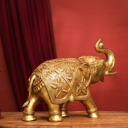 Brass Royal Elephant Statue (13.5 Inch)