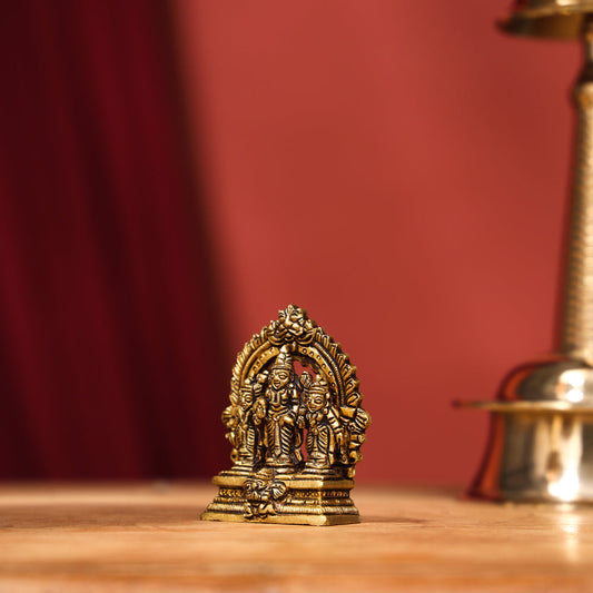 Brass Lord Balaji With Sri Devi And Bhudevi With Prabhavali (2.8 Inch)
