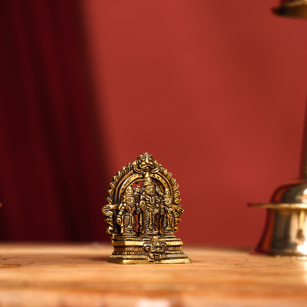Brass Lord Balaji With Sri Devi And Bhudevi With Prabhavali (2.8 Inch)