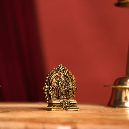 Brass Lord Balaji With Sri Devi And Bhudevi With Prabhavali (2.8 Inch)