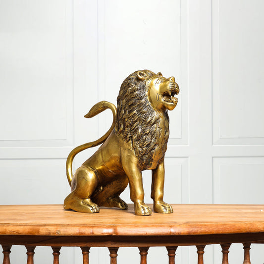 Brass Lion Statue (10.5 Inch)
