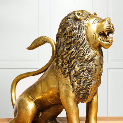 Brass Lion Statue (10.5 Inch)