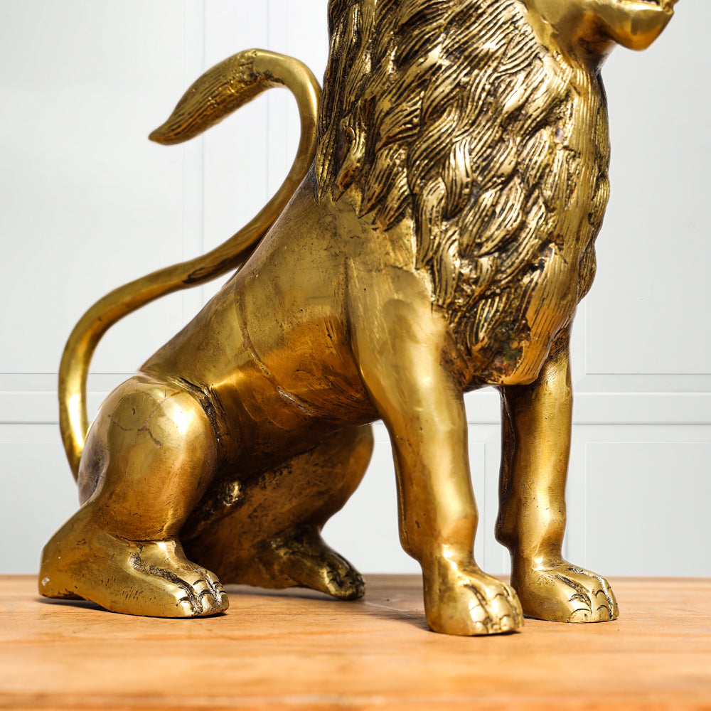 Brass Lion Statue (10.5 Inch)