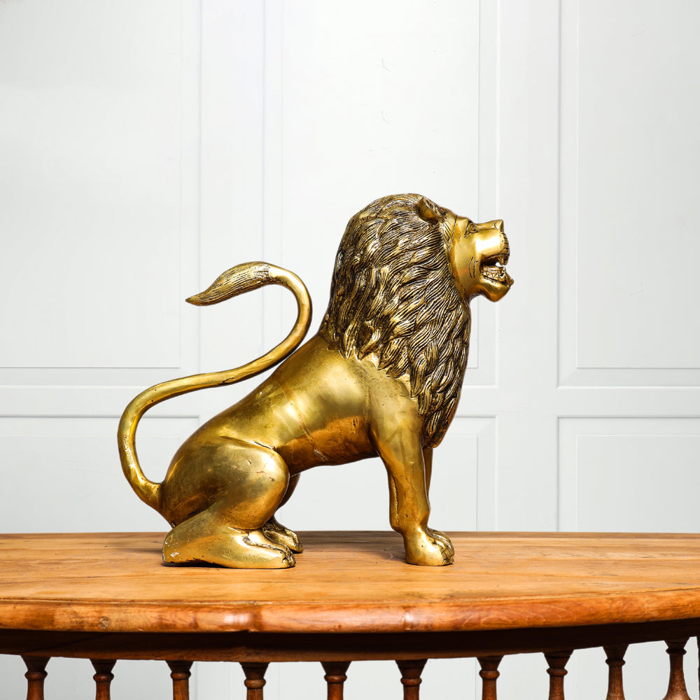 Brass Lion Statue (10.5 Inch)