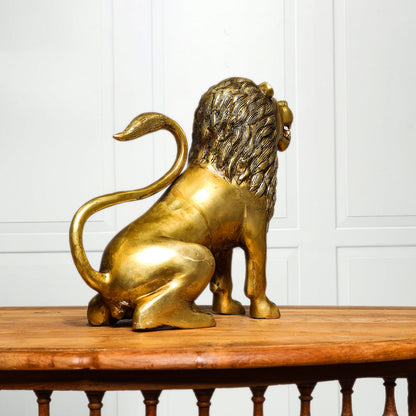 Brass Lion Statue (10.5 Inch)