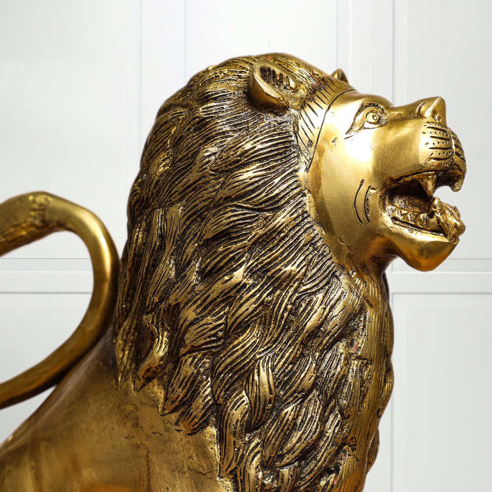 Brass Lion Statue (10.5 Inch)