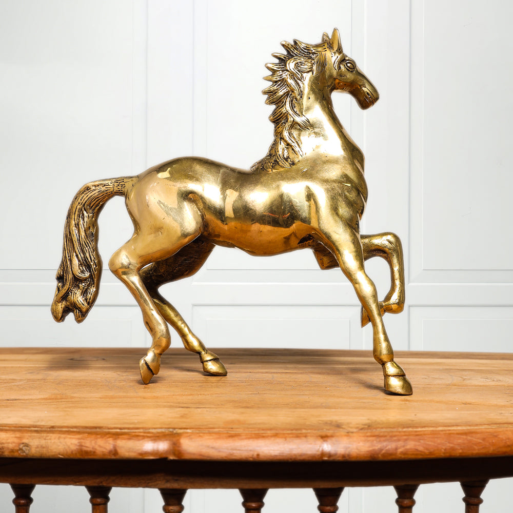 Brass Running Horse Figurine (10.5 Inch)