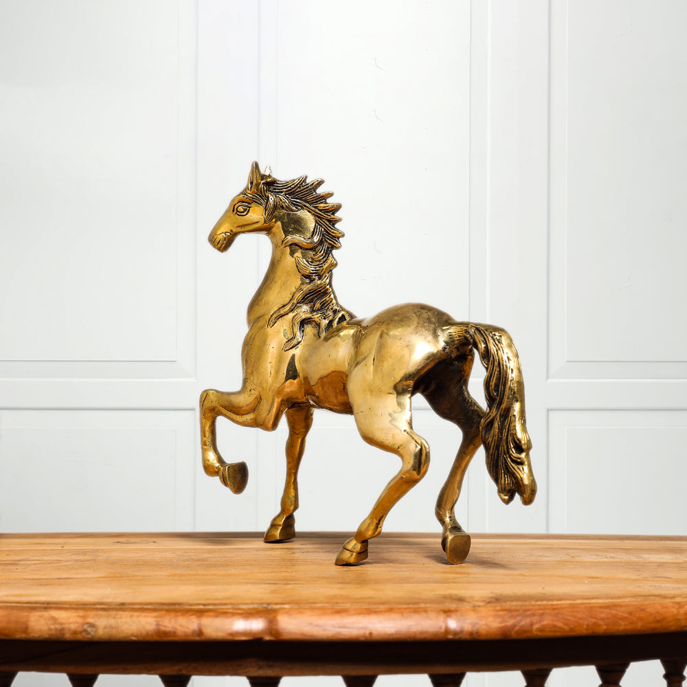 Brass Running Horse Figurine (10.5 Inch)