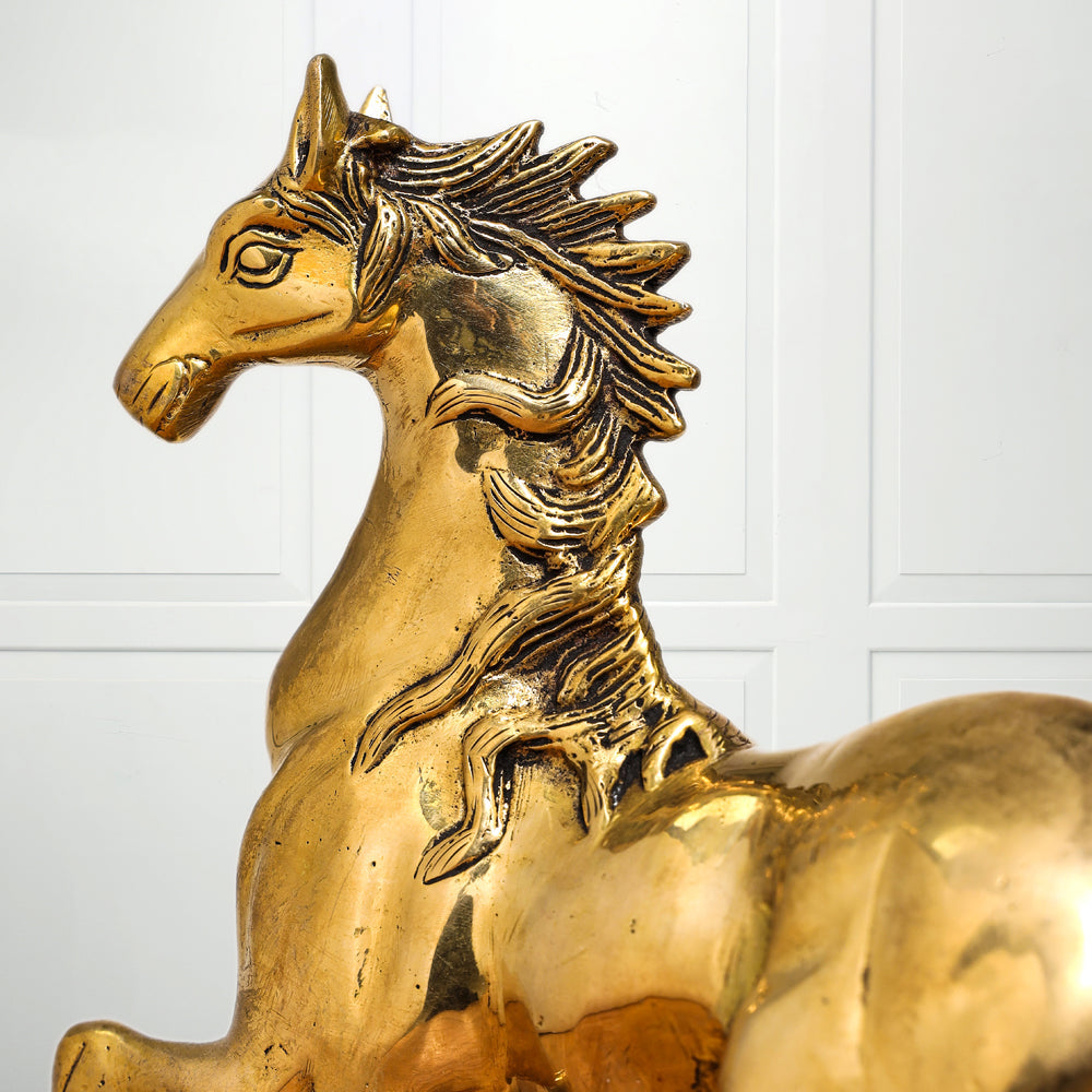 Brass Running Horse Figurine (10.5 Inch)