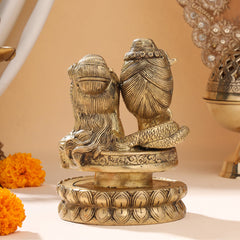 Brass Shiva parvati Head Idol (6.5 Inch)