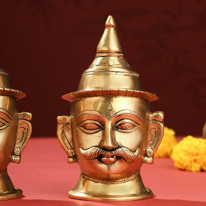 Brass Shiva Parvati Head Set (7 Inch)