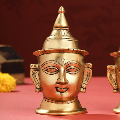 Brass Shiva Parvati Head Set (7 Inch)