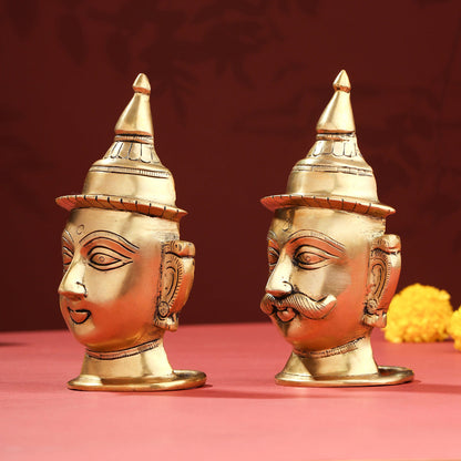 Brass Shiva Parvati Head Set (7 Inch)