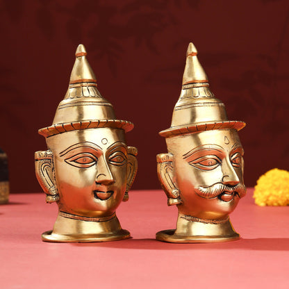 Brass Shiva Parvati Head Set (7 Inch)