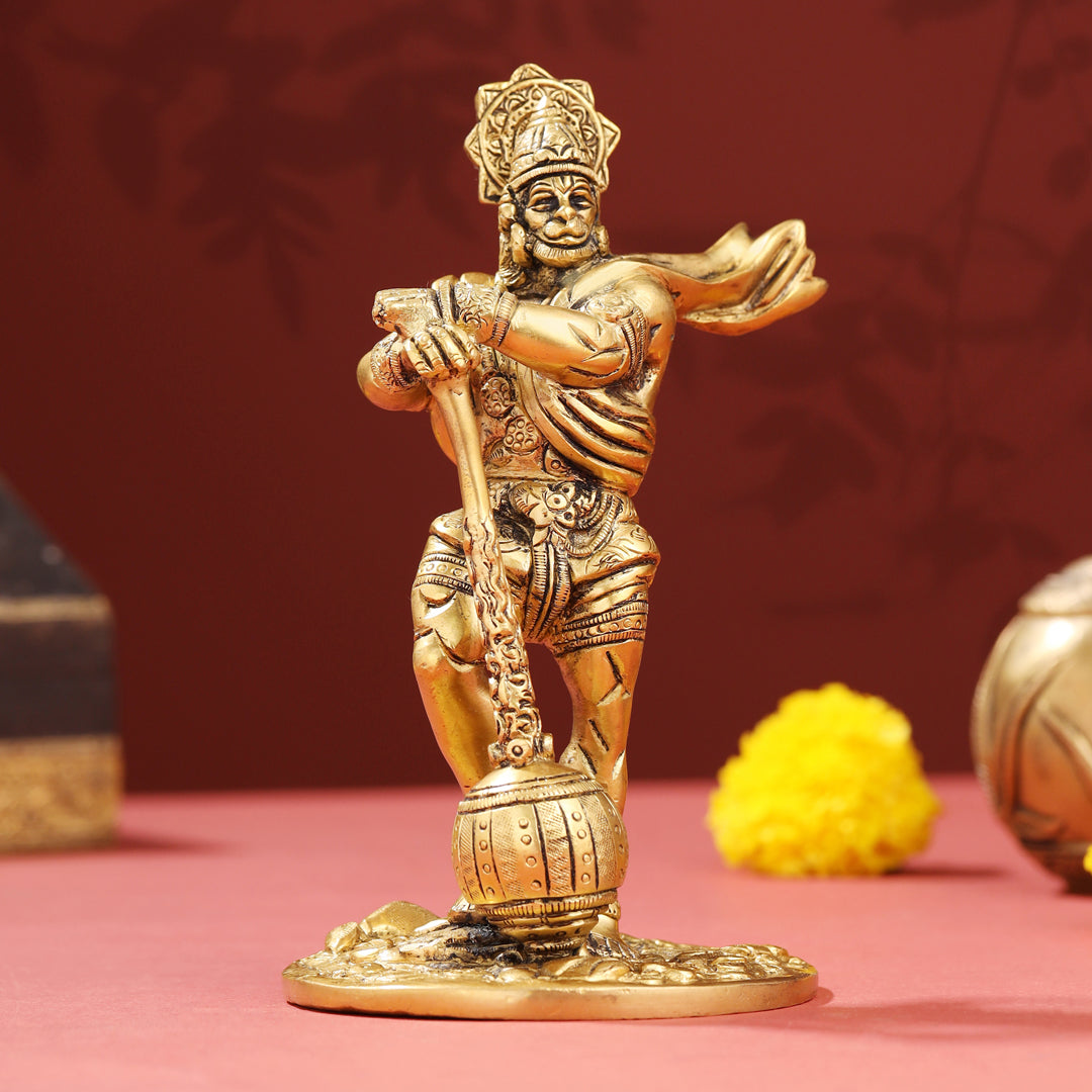 Brass Standing Hanuman Idol (7.2 Inch)