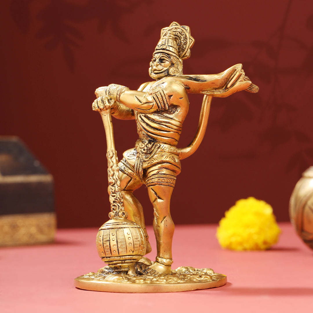 Brass Standing Hanuman Idol (7.2 Inch)