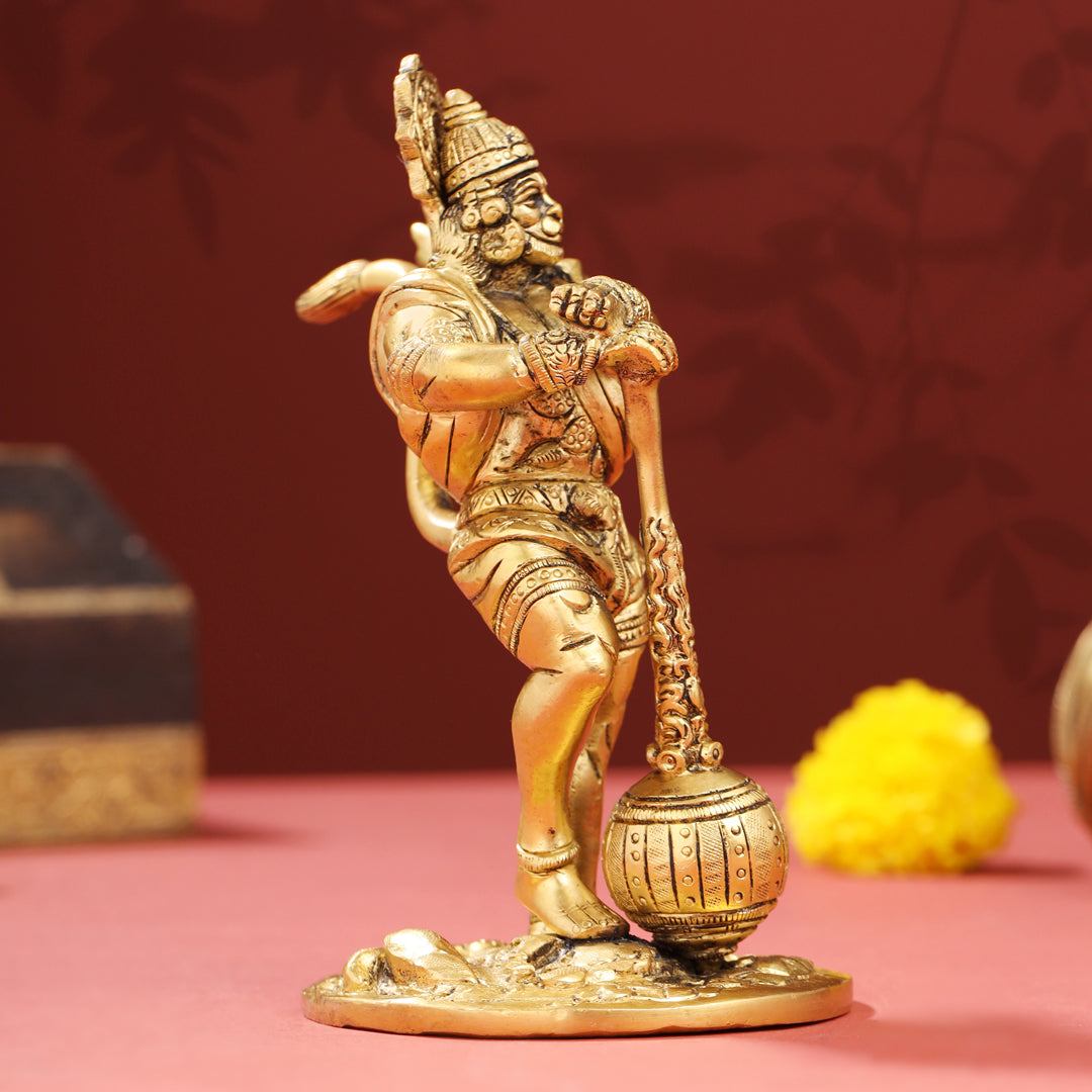 Brass Standing Hanuman Idol (7.2 Inch)