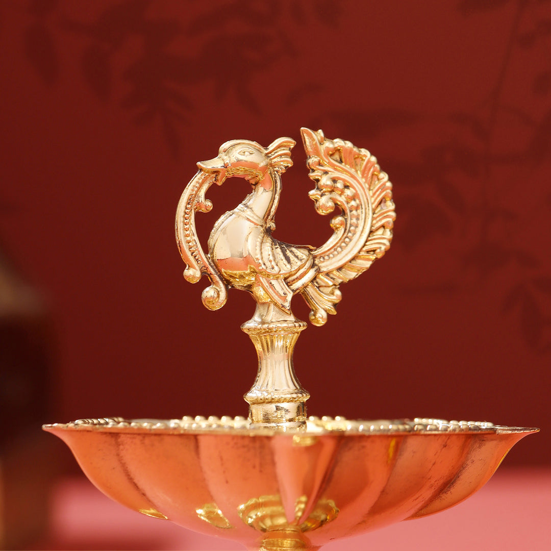Brass Peacock Five Petal diya