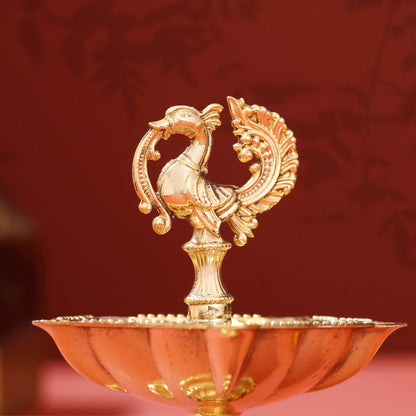 Brass Peacock Five Petal diya