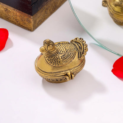 Brass Duck Sindoor/Kumkum Box (2 Inch)