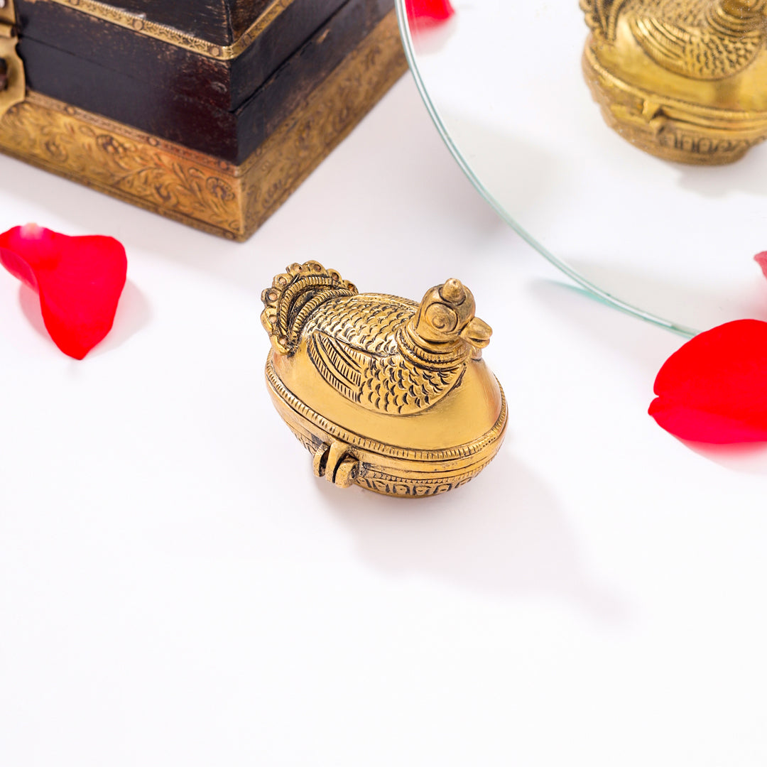 Brass Duck Sindoor/Kumkum Box (2 Inch)