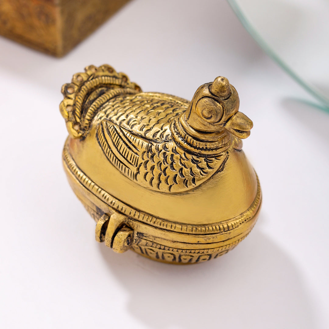 Brass Duck Sindoor/Kumkum Box (2 Inch)