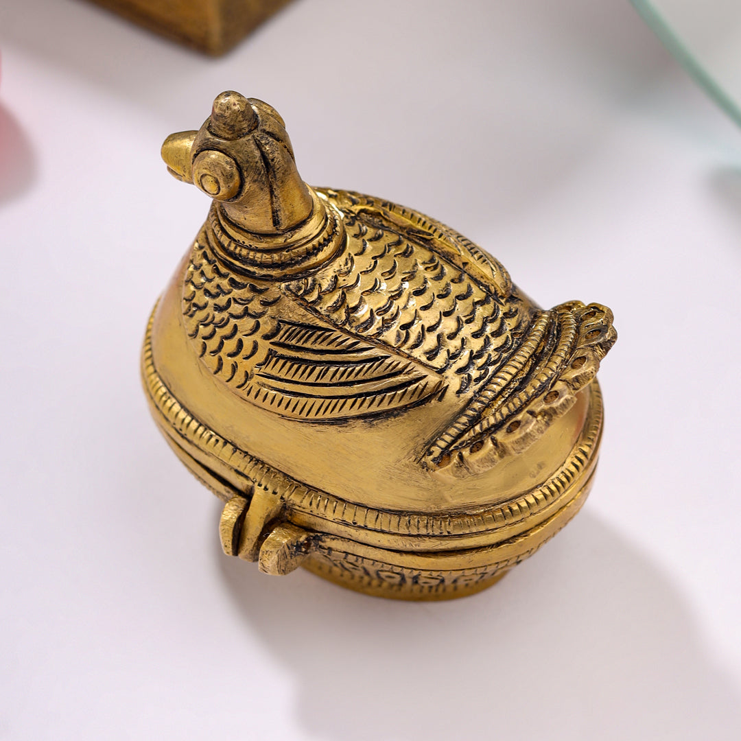 Brass Duck Sindoor/Kumkum Box (2 Inch)