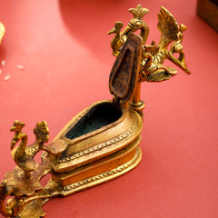 Brass Seven Peacock Kumkum Box (4.5 Inch)